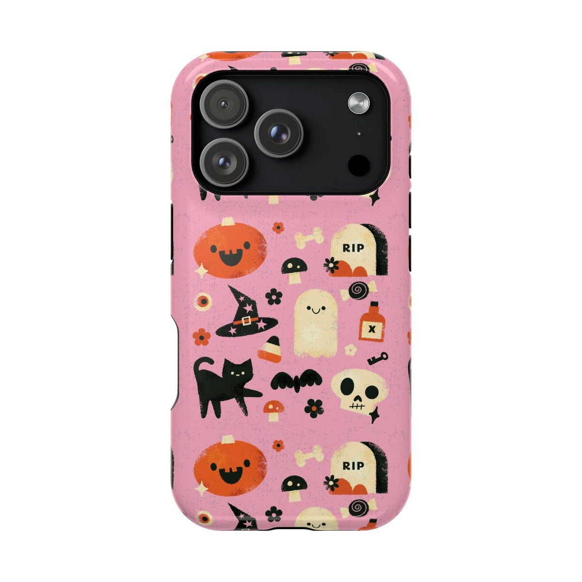 Cute Pink Halloween Magnetic Impact Phone Case — Ghosts, Pumpkins & Skulls