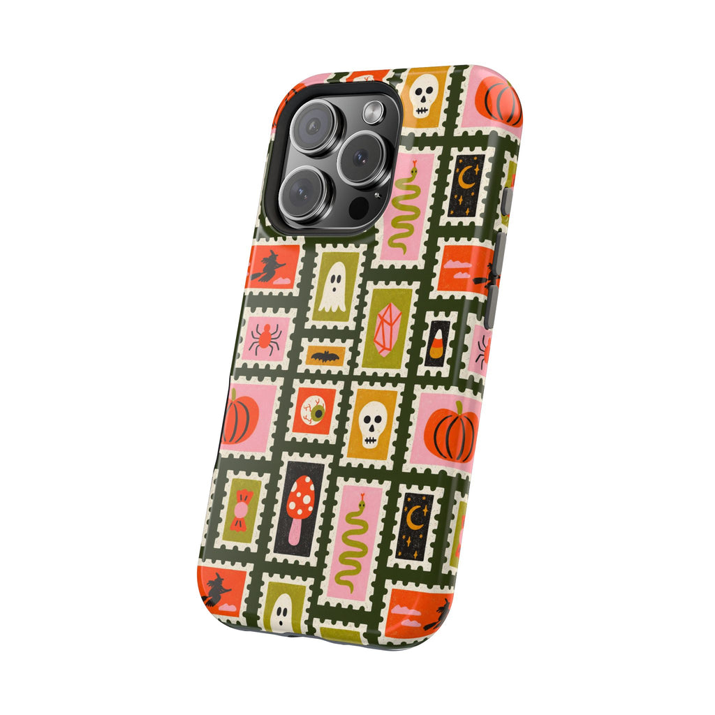 Halloween Stamp Pattern Phone Case — Cute Spooky Icons Magnetic Impact-Resistant Case
