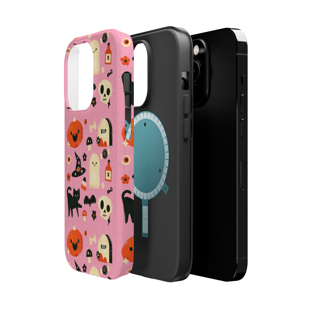 Cute Pink Halloween Magnetic Impact Phone Case — Ghosts, Pumpkins & Skulls