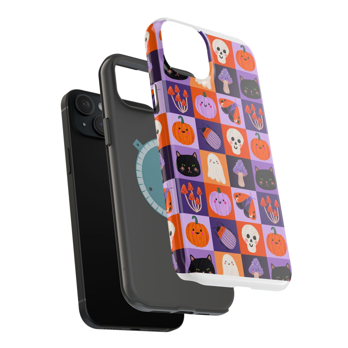 Halloween Pattern Magnetic Impact-Resistant Phone Case — Cute Pumpkins, Cats & Ghosts