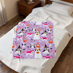 Halloween Dogs Velveteen Plush Blanket — Cute Costume Pups on Purple