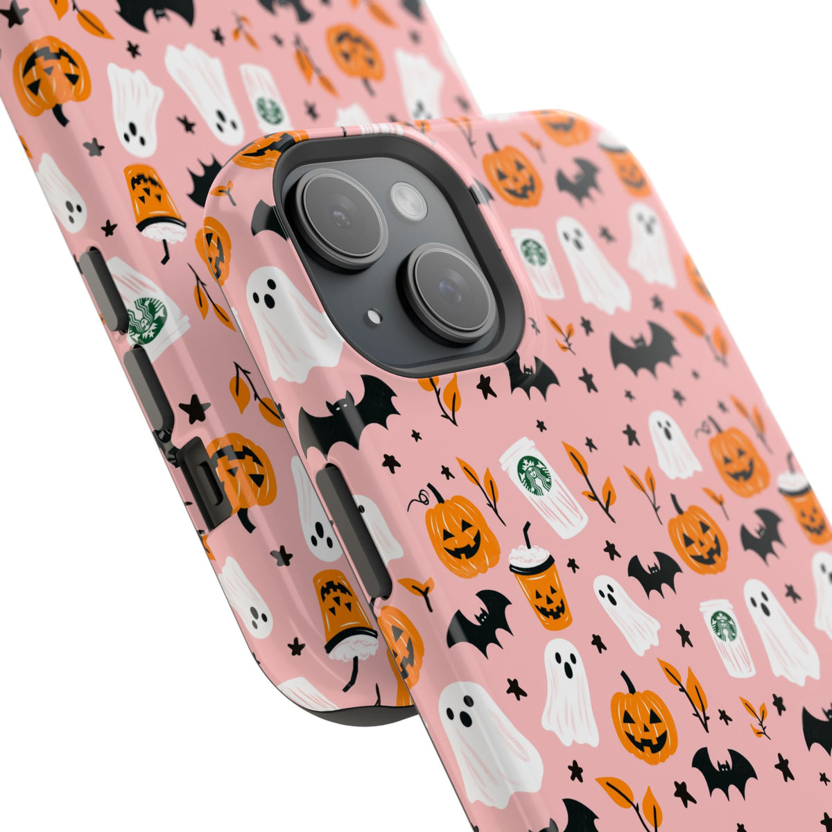 Halloween Ghosts & Pumpkins Magnetic Phone Case — Cute Pink Spooky Pattern