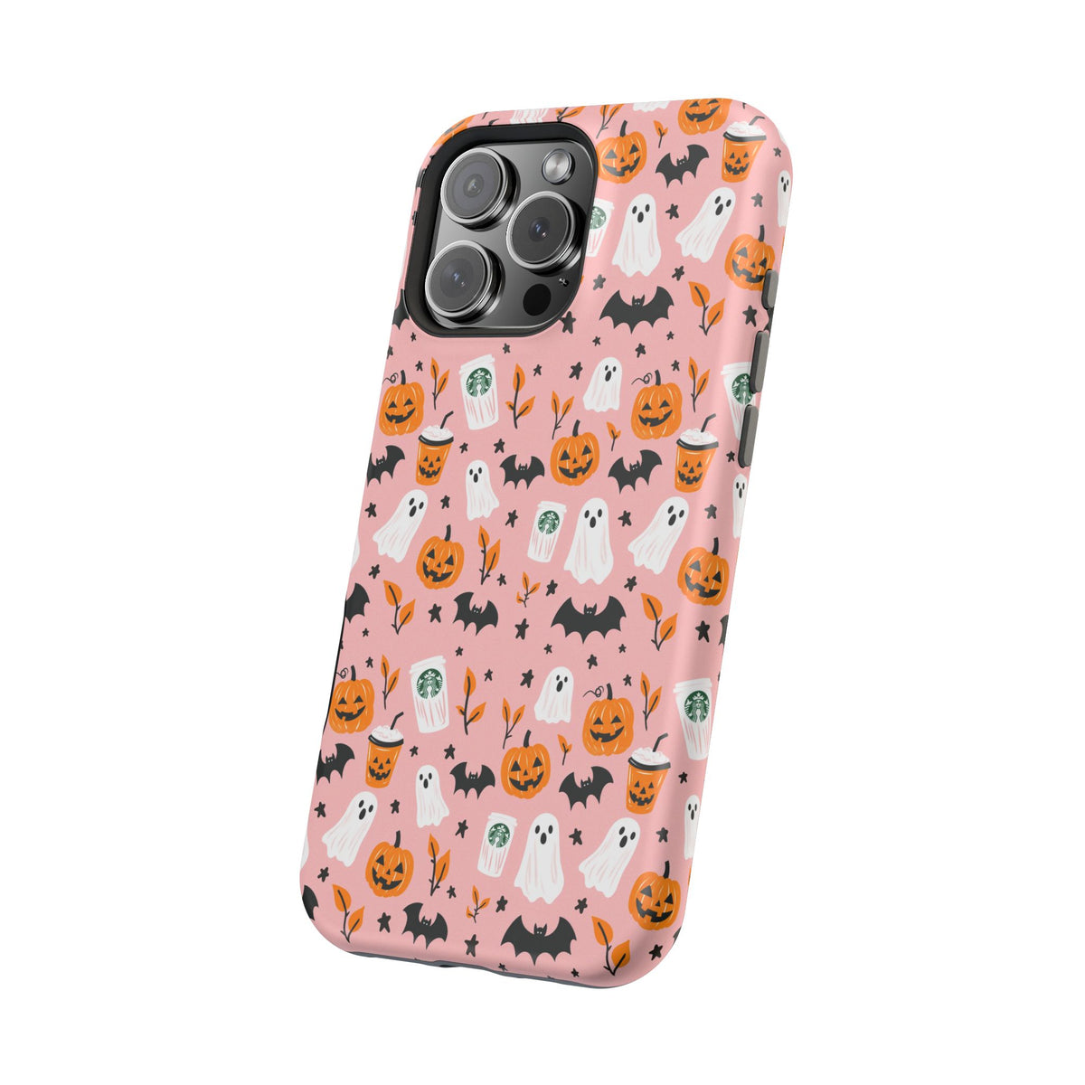 Halloween Ghosts & Pumpkins Magnetic Phone Case — Cute Pink Spooky Pattern