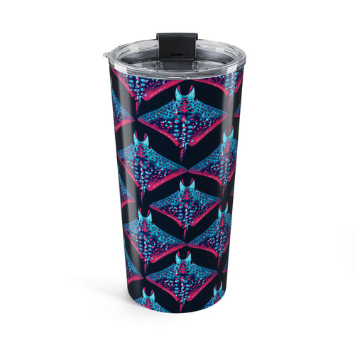 20oz Tumbler — Neon Manta Ray Pattern Stainless Travel Cup