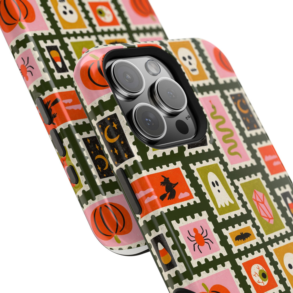 Halloween Stamp Pattern Phone Case — Cute Spooky Icons Magnetic Impact-Resistant Case