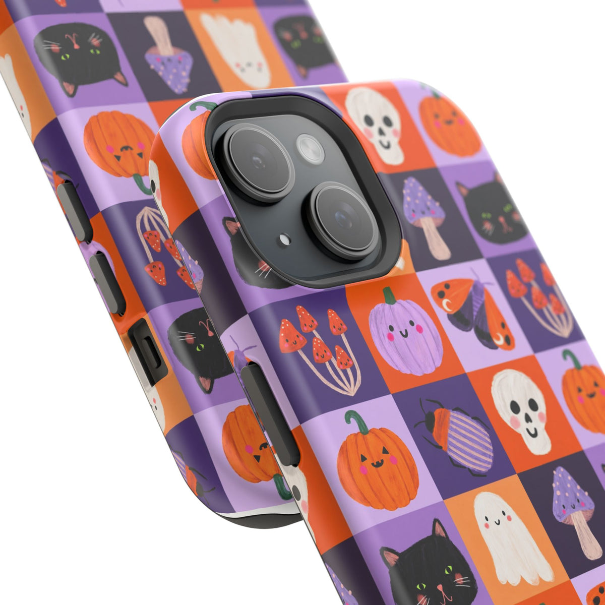 Halloween Pattern Magnetic Impact-Resistant Phone Case — Cute Pumpkins, Cats & Ghosts