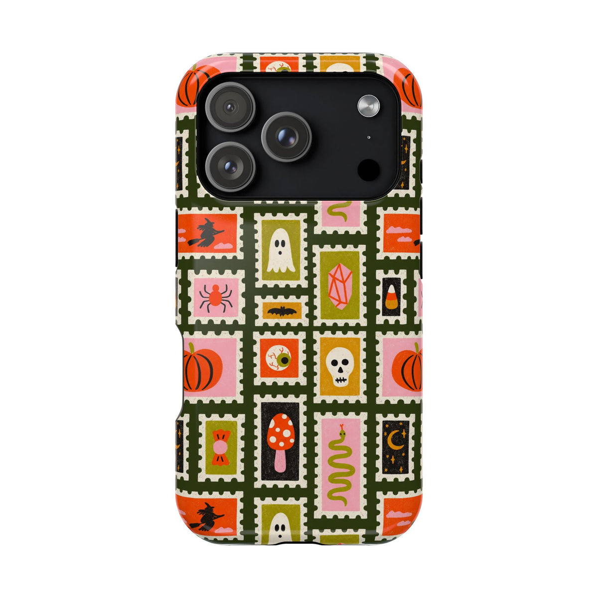 Halloween Stamp Pattern Phone Case — Cute Spooky Icons Magnetic Impact-Resistant Case