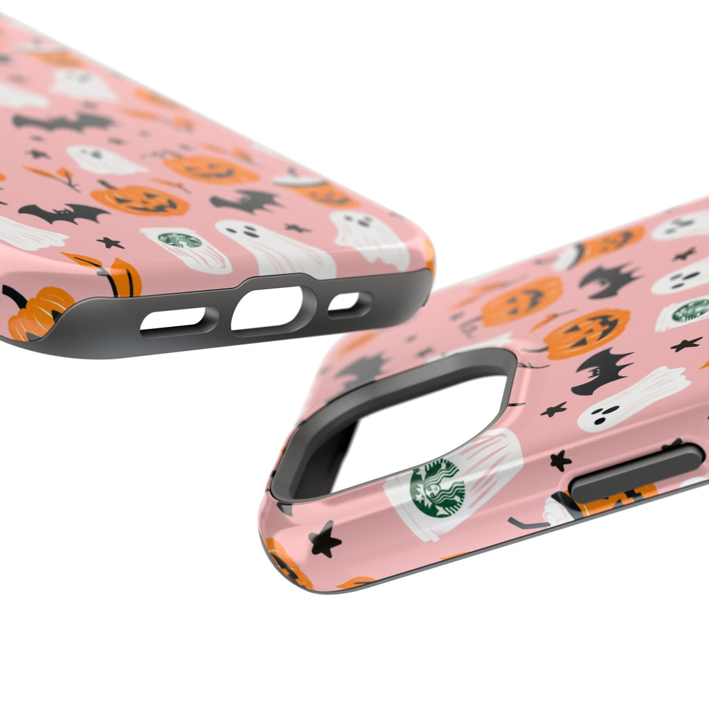 Halloween Cute Pattern Phone Case — Pink Ghosts, Pumpkins & Bats Magnetic Impact-Resistant