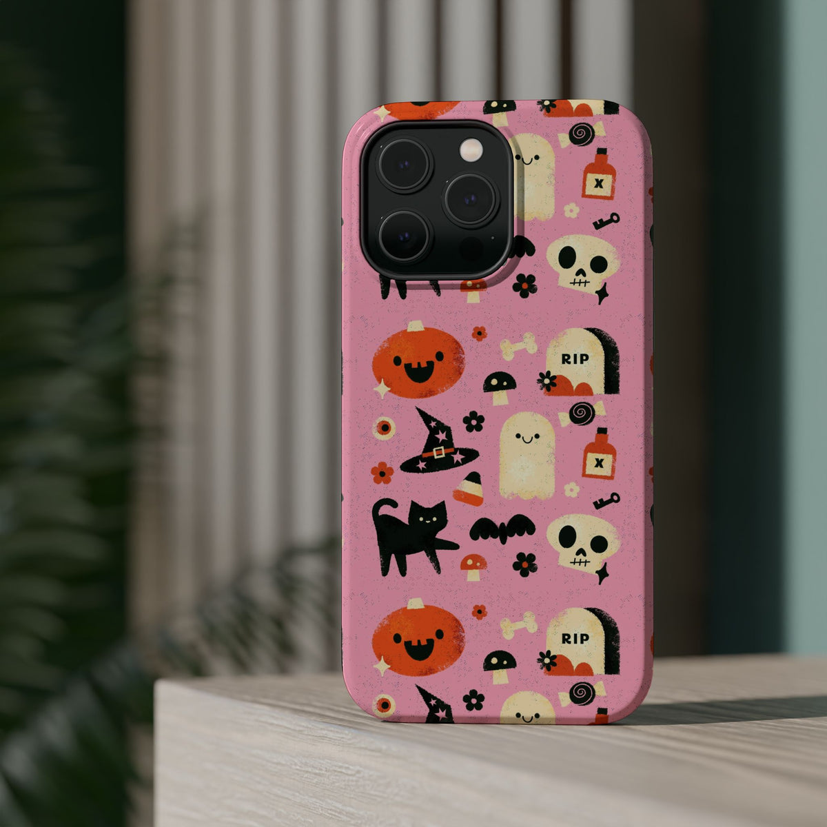 Cute Pink Halloween Magnetic Impact Phone Case — Ghosts, Pumpkins & Skulls