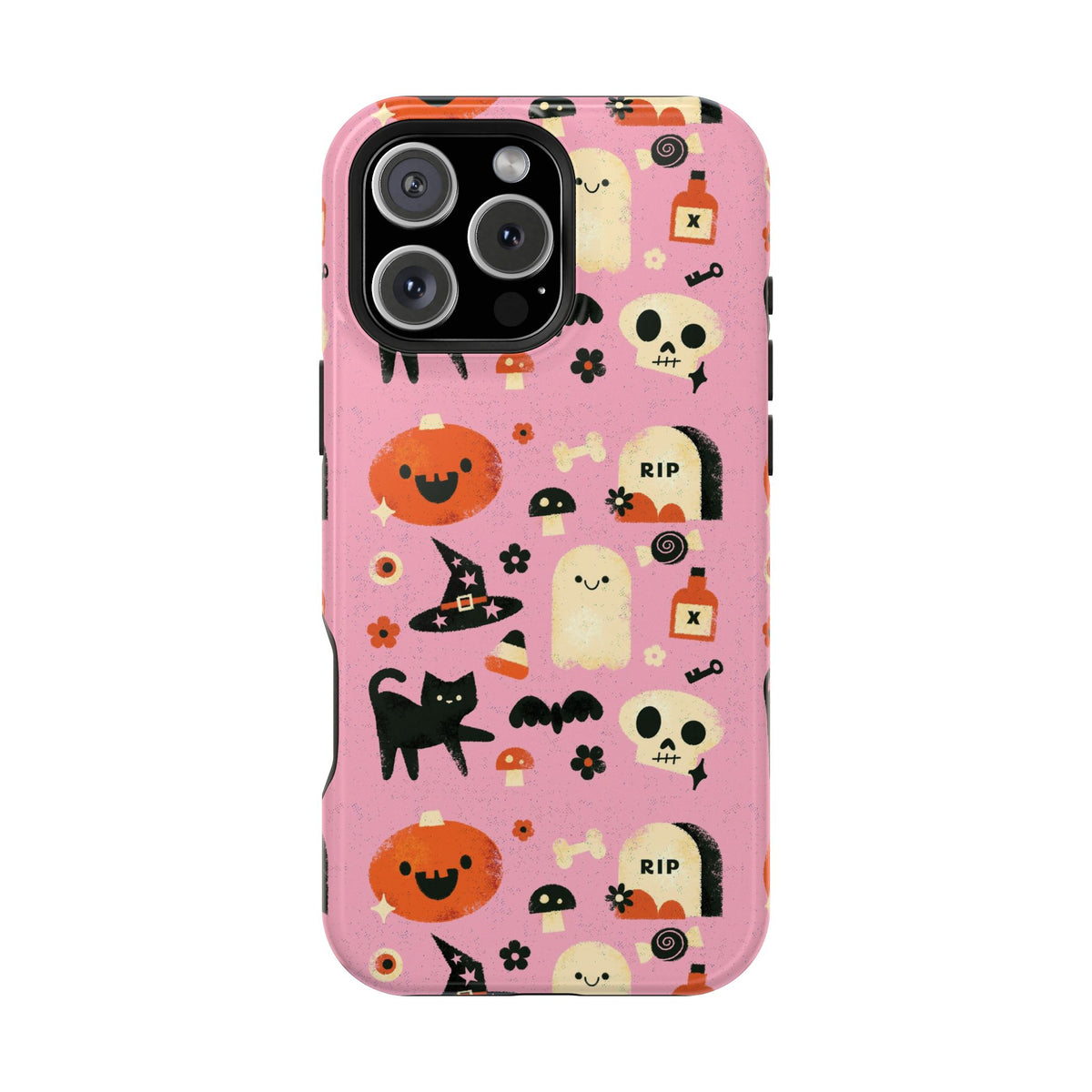 Cute Pink Halloween Magnetic Impact Phone Case — Ghosts, Pumpkins & Skulls