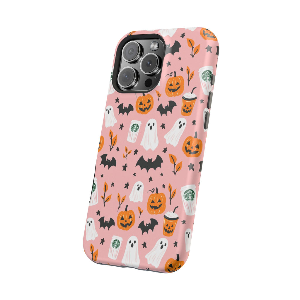 Halloween Cute Pattern Phone Case — Pink Ghosts, Pumpkins & Bats Magnetic Impact-Resistant