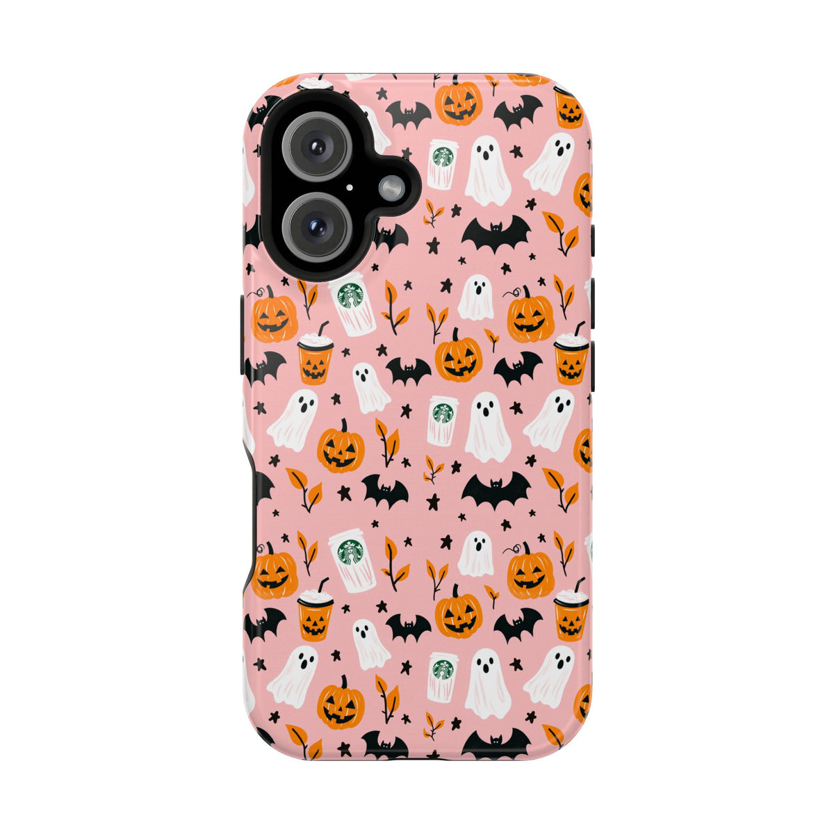 Halloween Ghosts & Pumpkins Magnetic Phone Case — Cute Pink Spooky Pattern