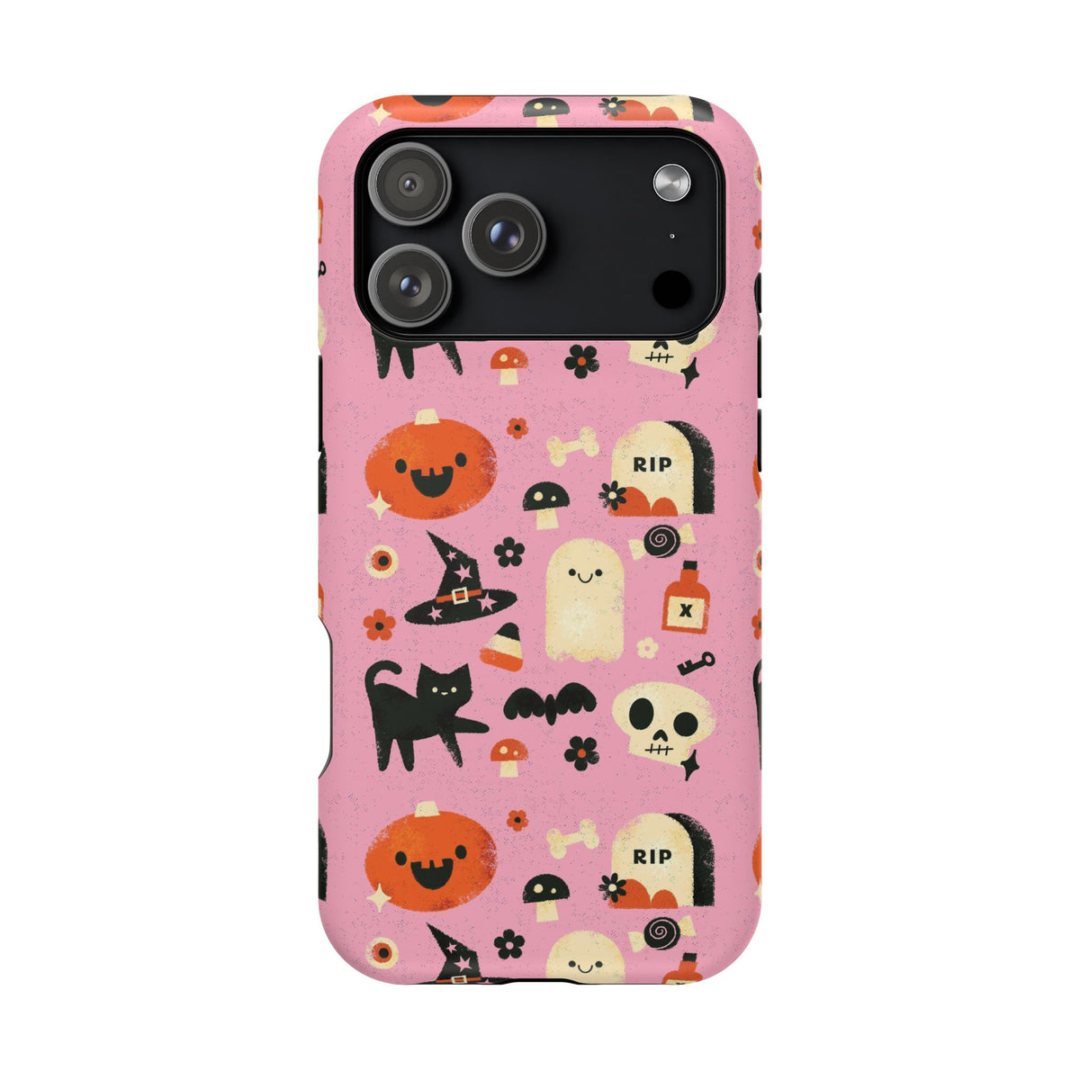 Cute Pink Halloween Magnetic Impact Phone Case — Ghosts, Pumpkins & Skulls
