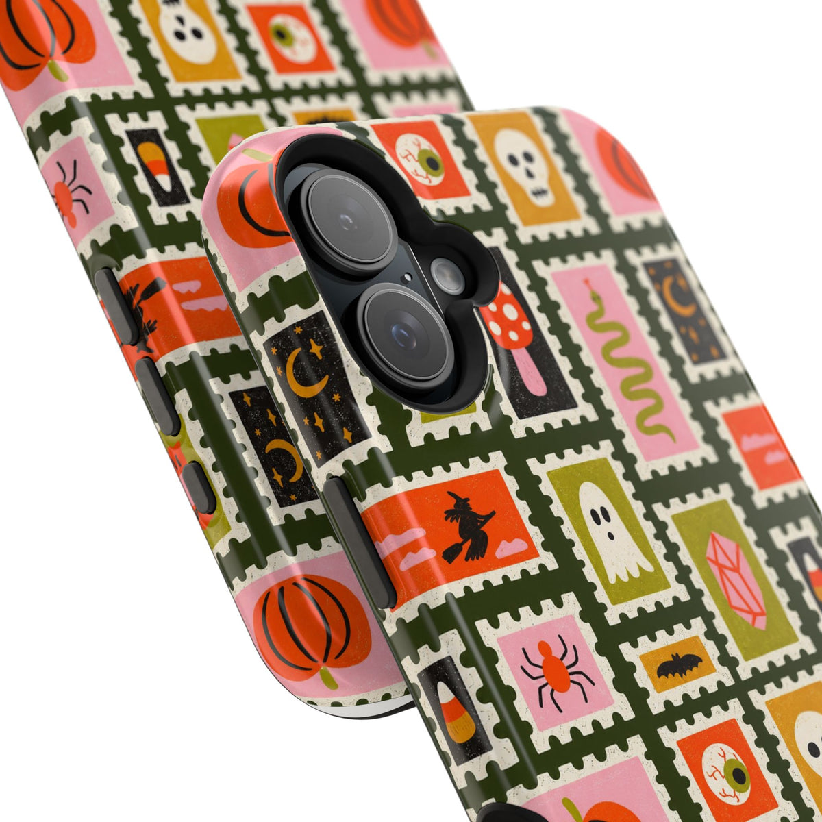 Halloween Stamp Pattern Phone Case — Cute Spooky Icons Magnetic Impact-Resistant Case