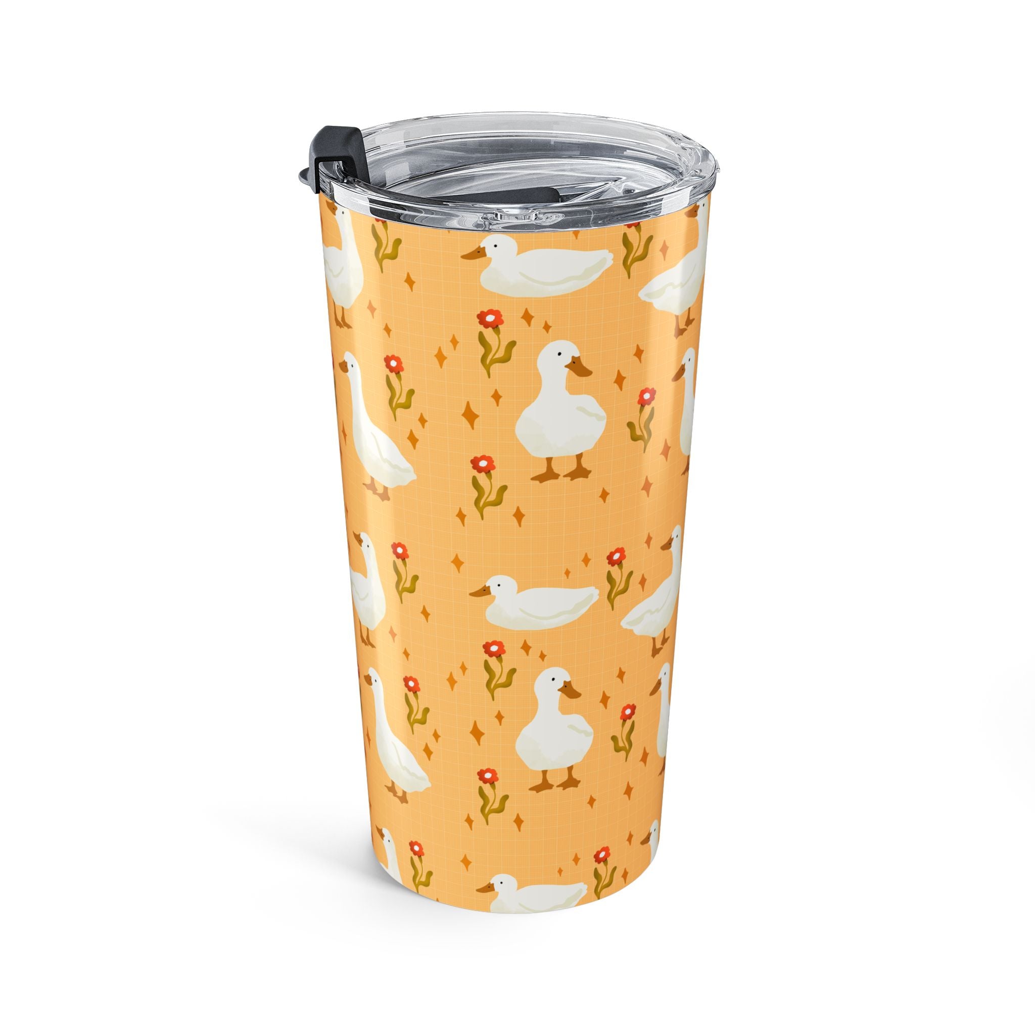 20oz Goose Pattern Tumbler — Cute Orange Floral Duck Travel Mug