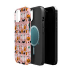 Halloween Ghosts & Pumpkins Magnetic Phone Case — Cute Pink Spooky Pattern