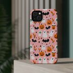 Halloween Cute Pattern Phone Case — Pink Ghosts, Pumpkins & Bats Magnetic Impact-Resistant