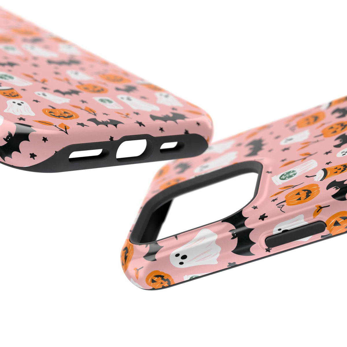 Halloween Ghosts & Pumpkins Magnetic Phone Case — Cute Pink Spooky Pattern