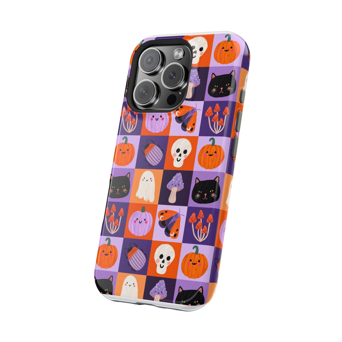 Halloween Pattern Magnetic Impact-Resistant Phone Case — Cute Pumpkins, Cats & Ghosts