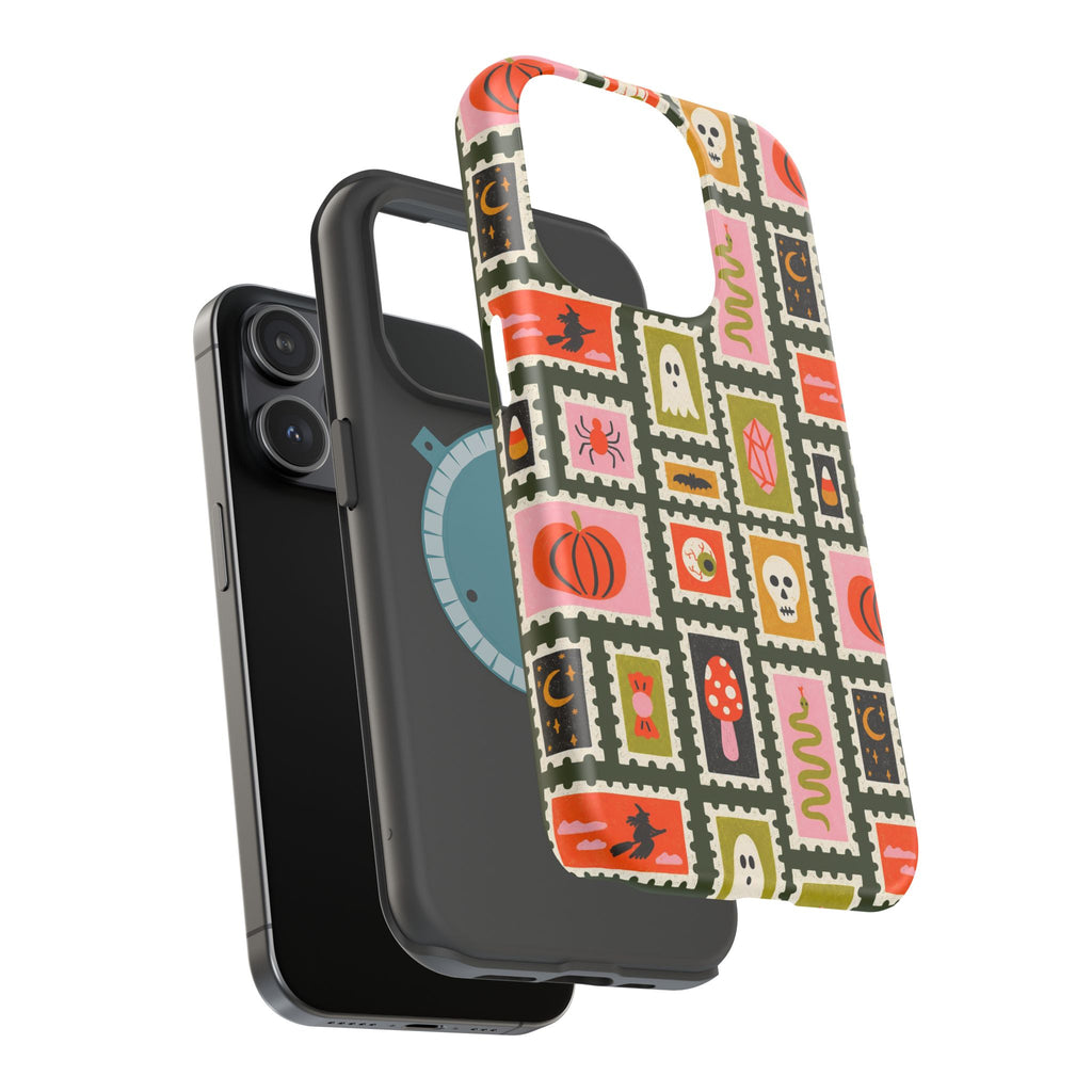 Halloween Stamp Pattern Phone Case — Cute Spooky Icons Magnetic Impact-Resistant Case