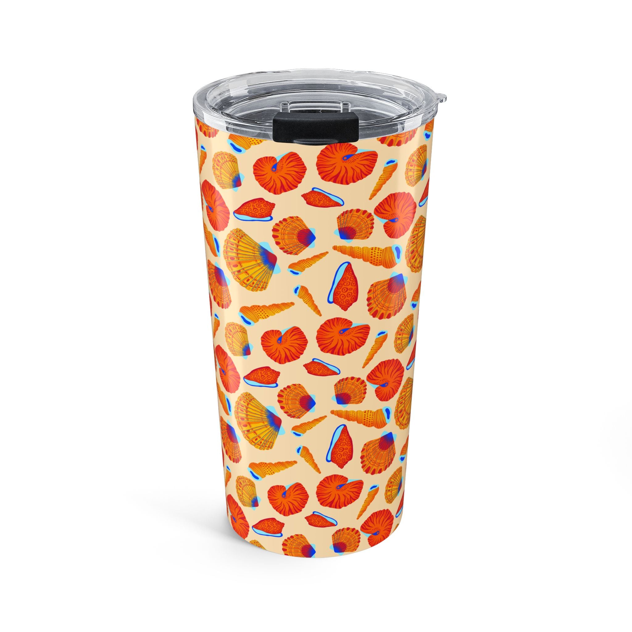 20oz Seashell Pattern Tumbler — Colorful Coastal Drink Thermos