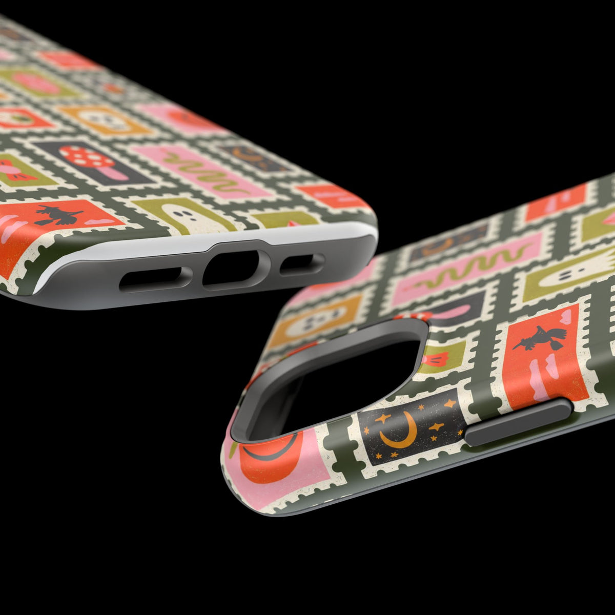 Halloween Stamp Pattern Phone Case — Cute Spooky Icons Magnetic Impact-Resistant Case