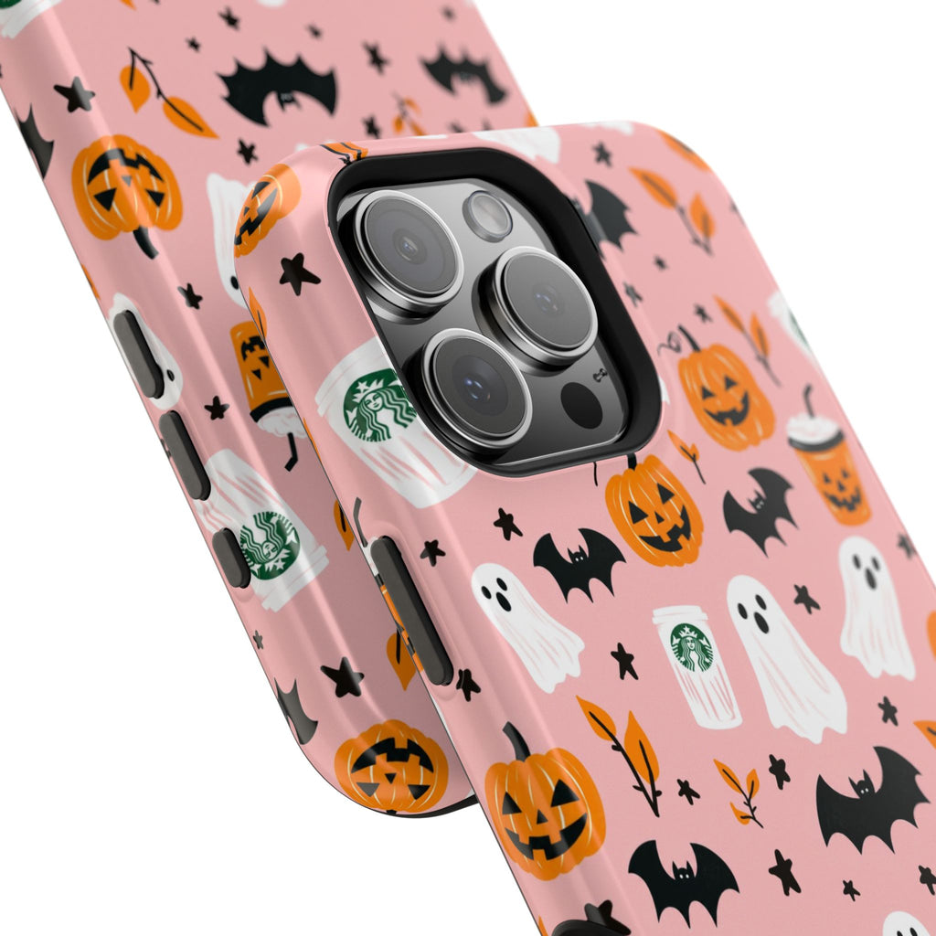 Halloween Cute Pattern Phone Case — Pink Ghosts, Pumpkins & Bats Magnetic Impact-Resistant