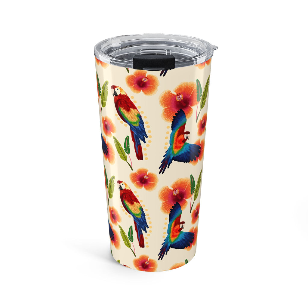 20oz Costa Rican Macaw Tumbler – Tropical Hibiscus Travel Cup