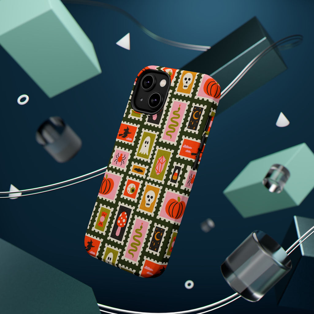 Halloween Stamp Pattern Phone Case — Cute Spooky Icons Magnetic Impact-Resistant Case