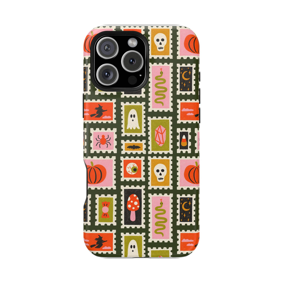 Halloween Stamp Pattern Phone Case — Cute Spooky Icons Magnetic Impact-Resistant Case