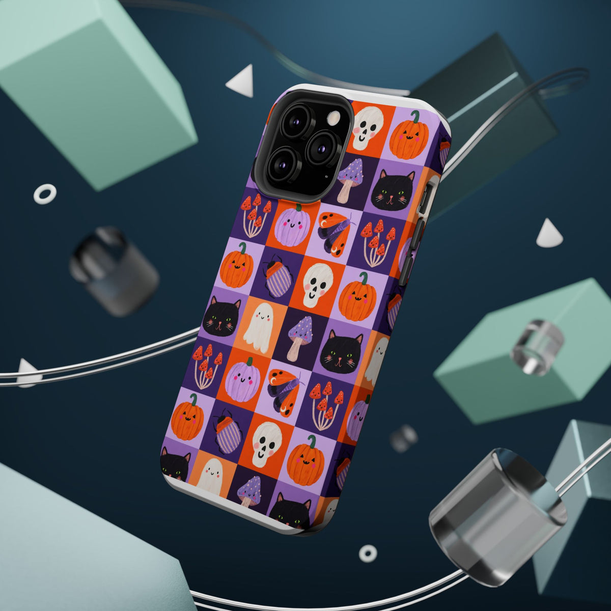 Halloween Pattern Magnetic Impact-Resistant Phone Case — Cute Pumpkins, Cats & Ghosts