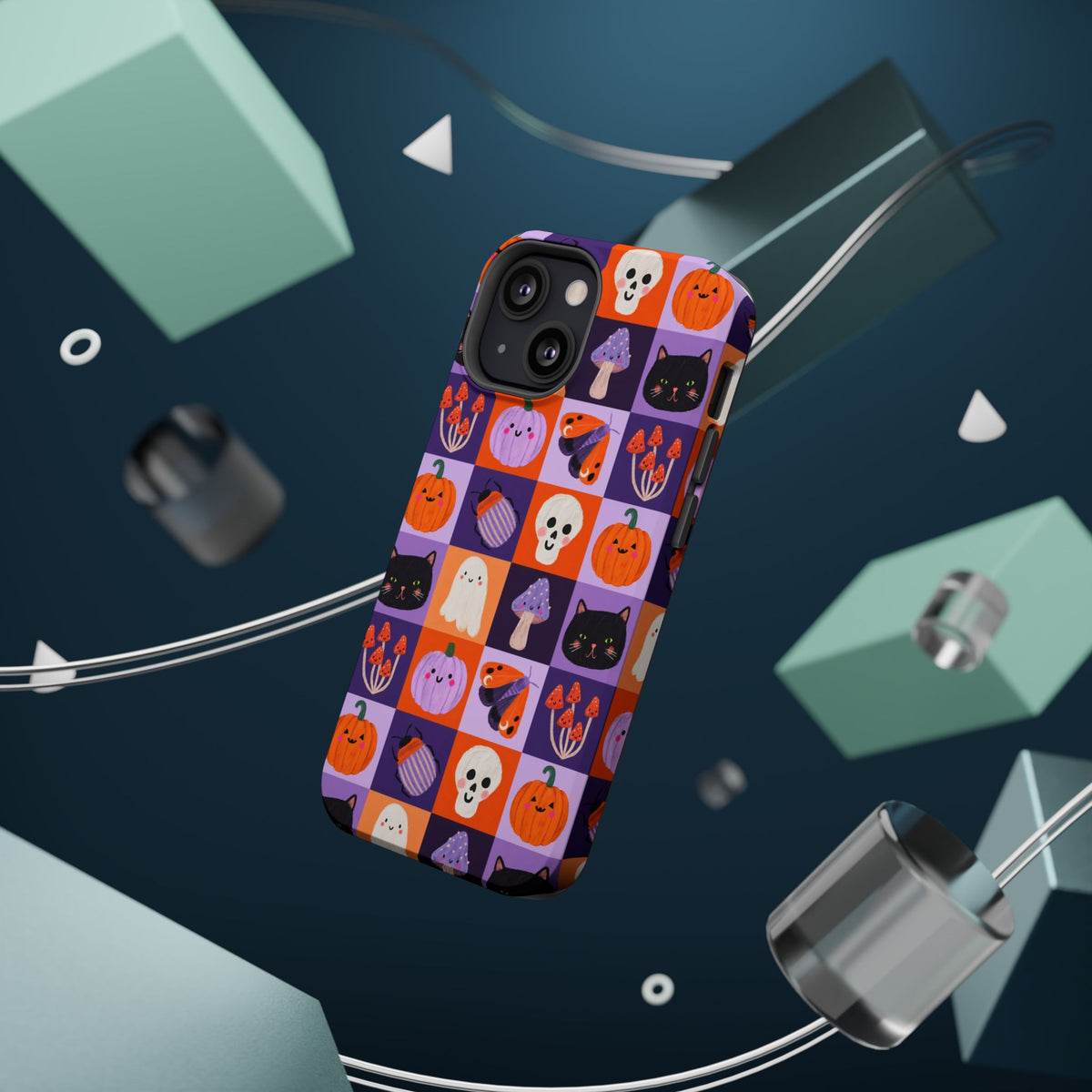 Halloween Pattern Magnetic Impact-Resistant Phone Case — Cute Pumpkins, Cats & Ghosts
