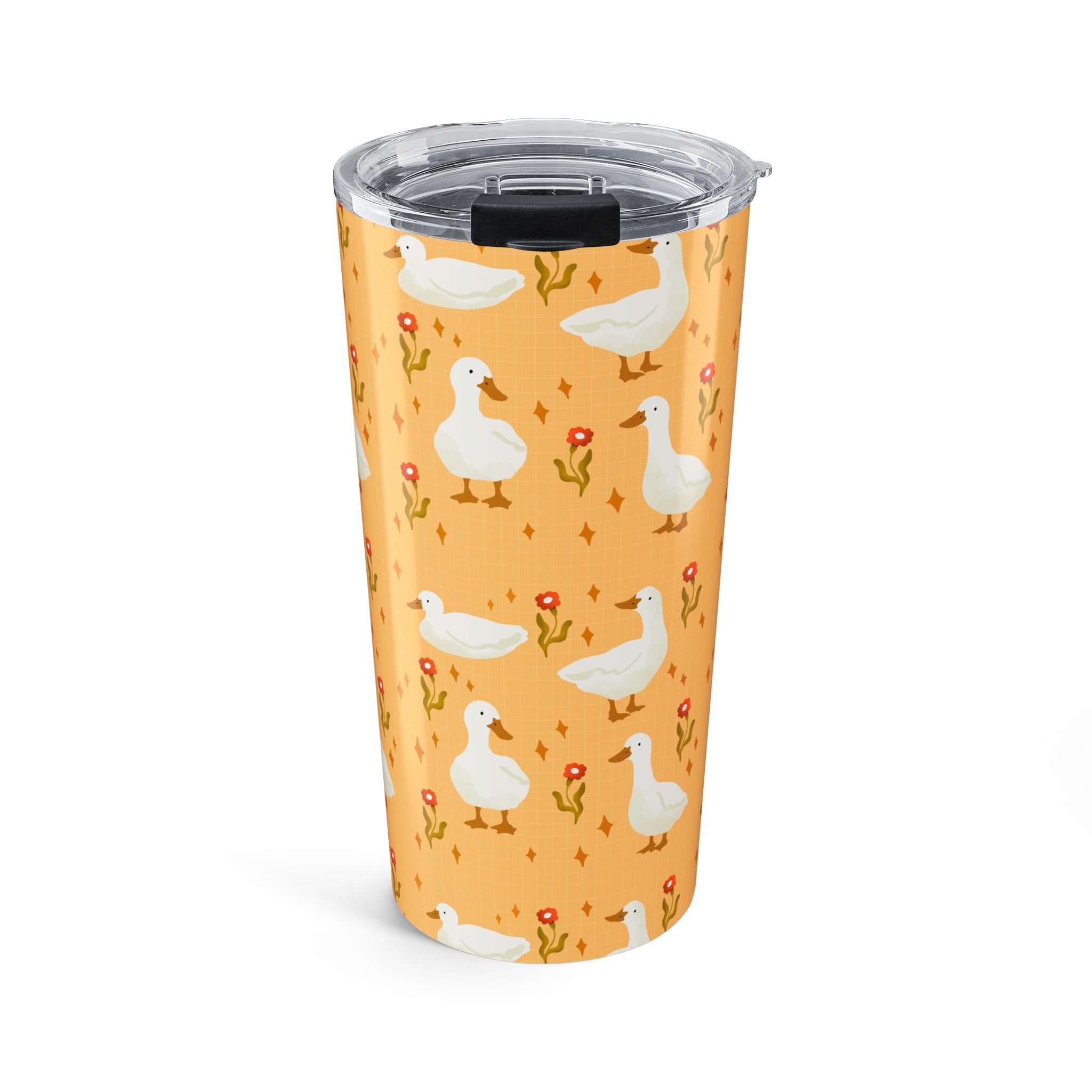 20oz Goose Pattern Tumbler — Cute Orange Floral Duck Travel Mug