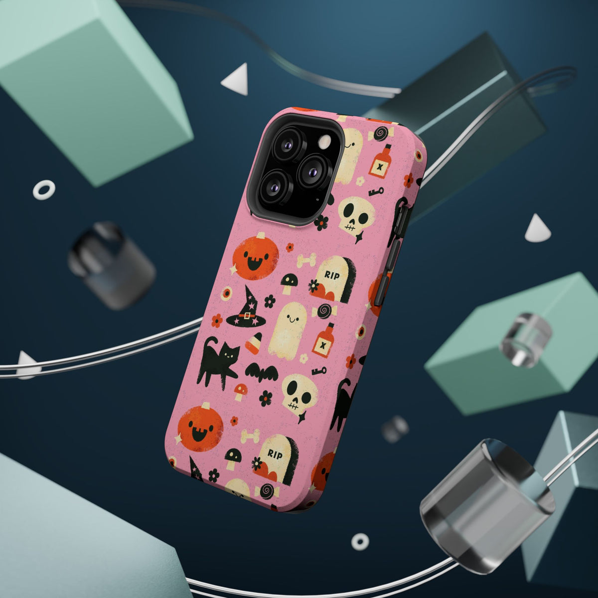 Cute Pink Halloween Magnetic Impact Phone Case — Ghosts, Pumpkins & Skulls