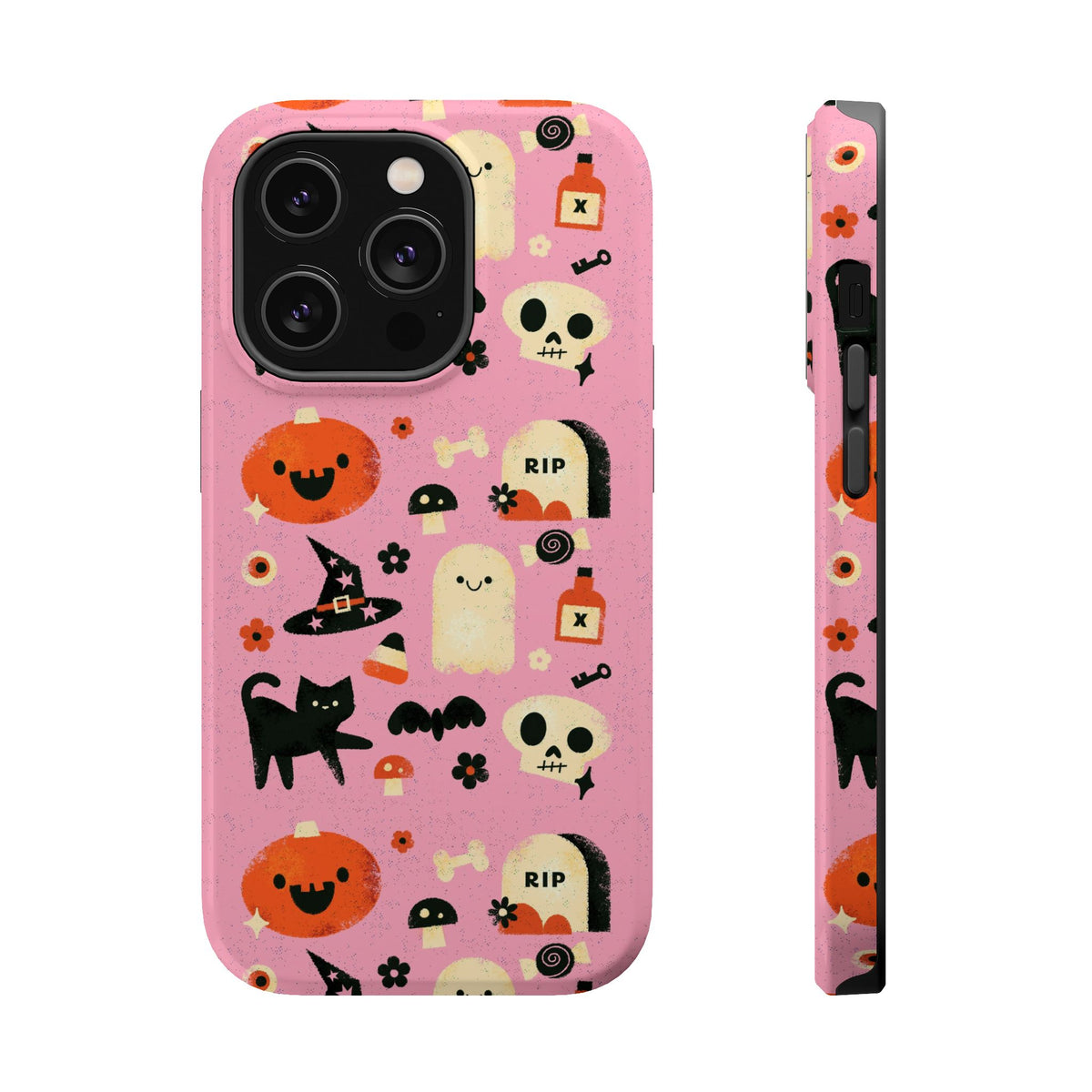 Cute Pink Halloween Magnetic Impact Phone Case — Ghosts, Pumpkins & Skulls