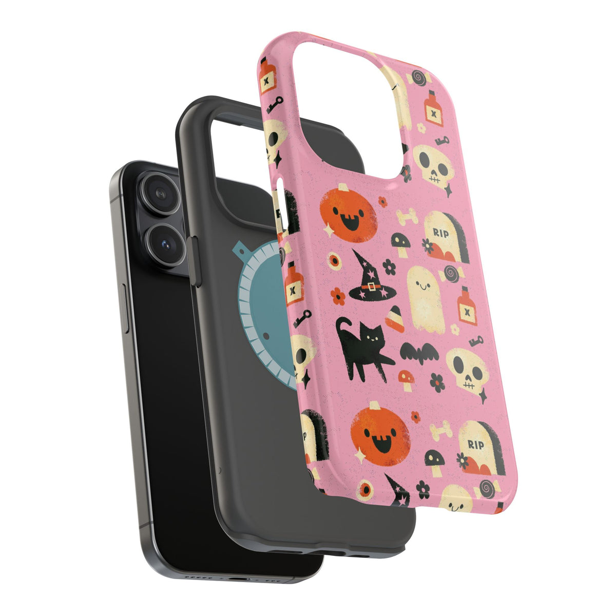 Cute Pink Halloween Magnetic Impact Phone Case — Ghosts, Pumpkins & Skulls