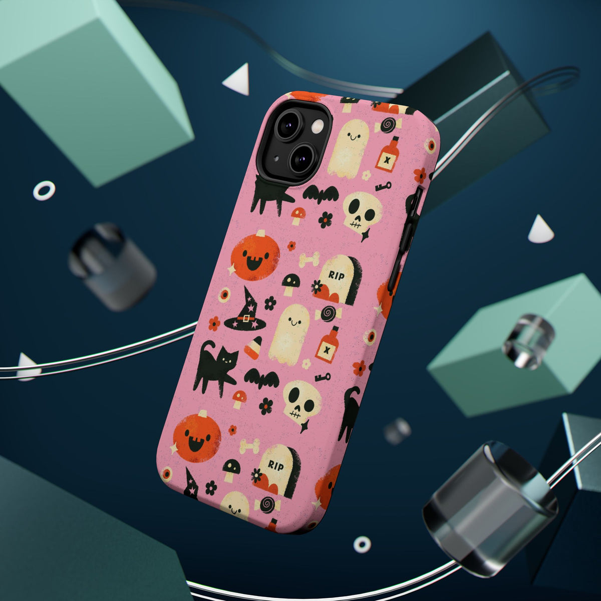 Cute Pink Halloween Magnetic Impact Phone Case — Ghosts, Pumpkins & Skulls