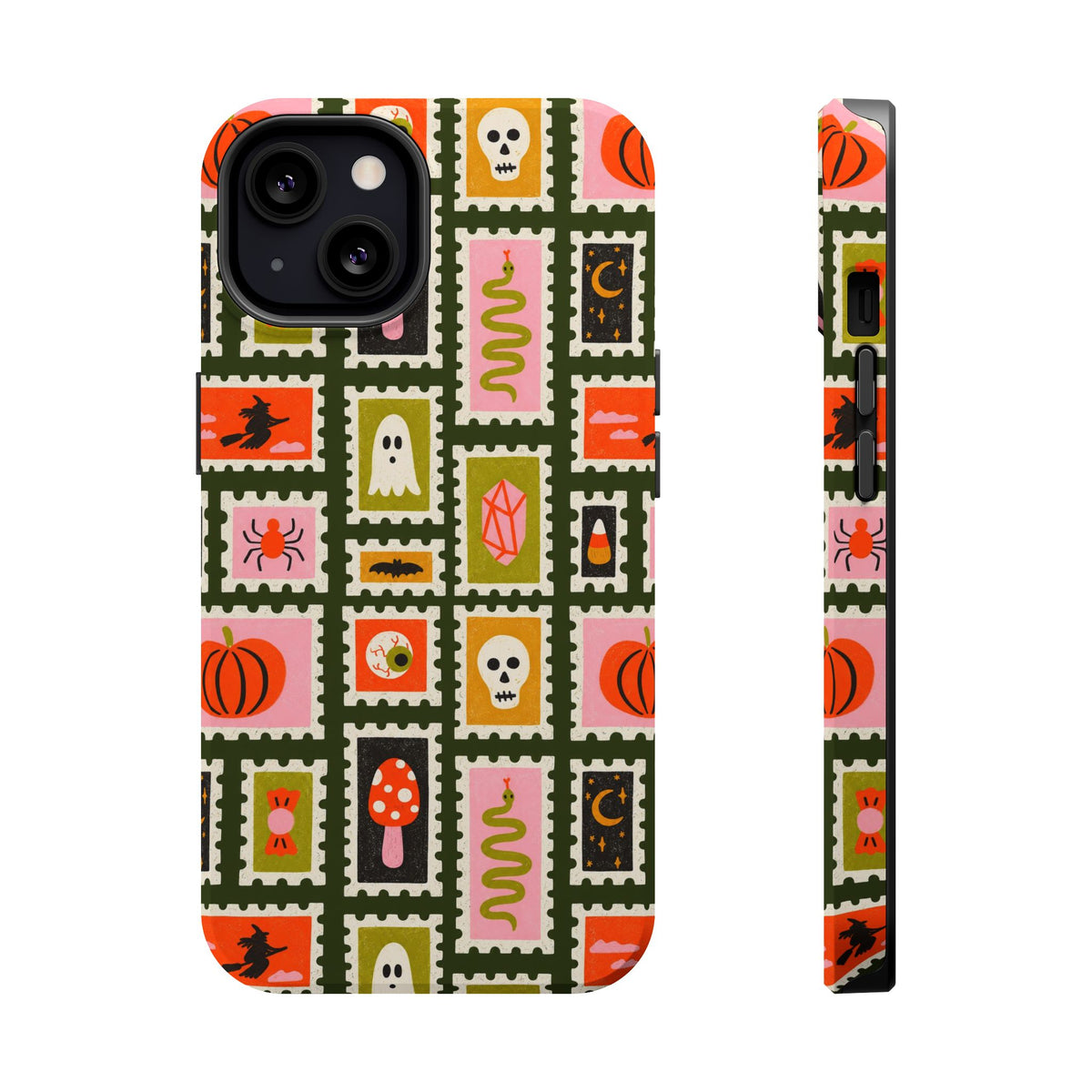 Halloween Stamp Pattern Phone Case — Cute Spooky Icons Magnetic Impact-Resistant Case