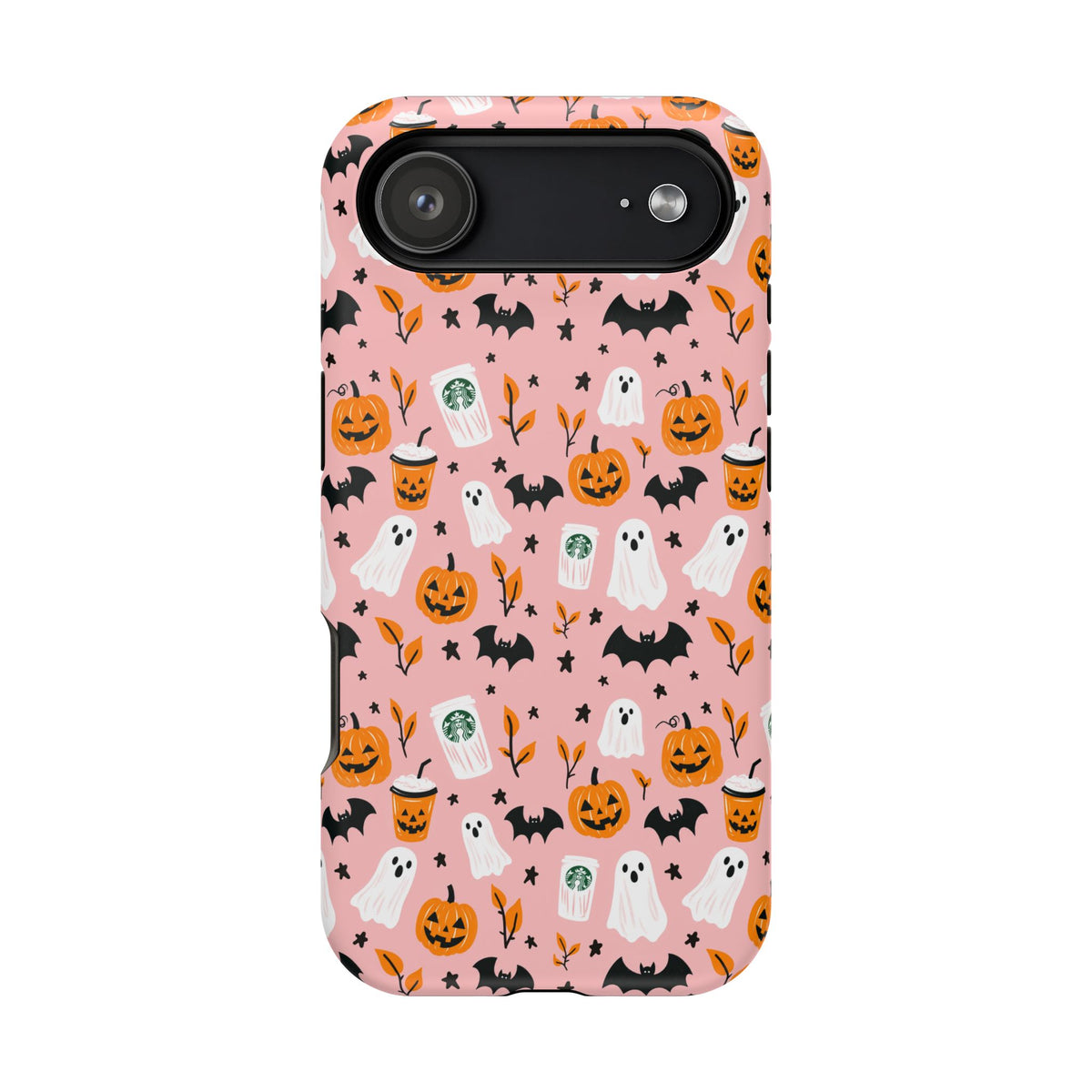 Halloween Ghosts & Pumpkins Magnetic Phone Case — Cute Pink Spooky Pattern
