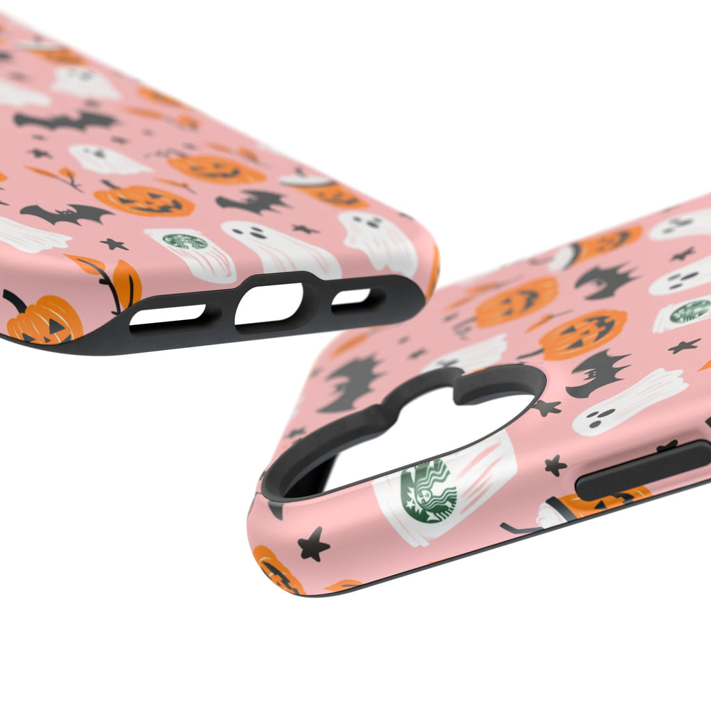 Halloween Cute Pattern Phone Case — Pink Ghosts, Pumpkins & Bats Magnetic Impact-Resistant