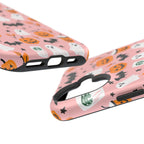 Halloween Cute Pattern Phone Case — Pink Ghosts, Pumpkins & Bats Magnetic Impact-Resistant
