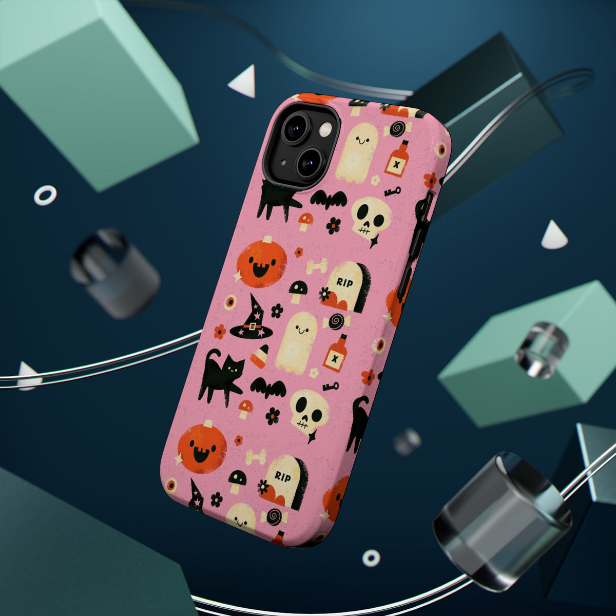 Cute Pink Halloween Magnetic Impact Phone Case — Ghosts, Pumpkins & Skulls