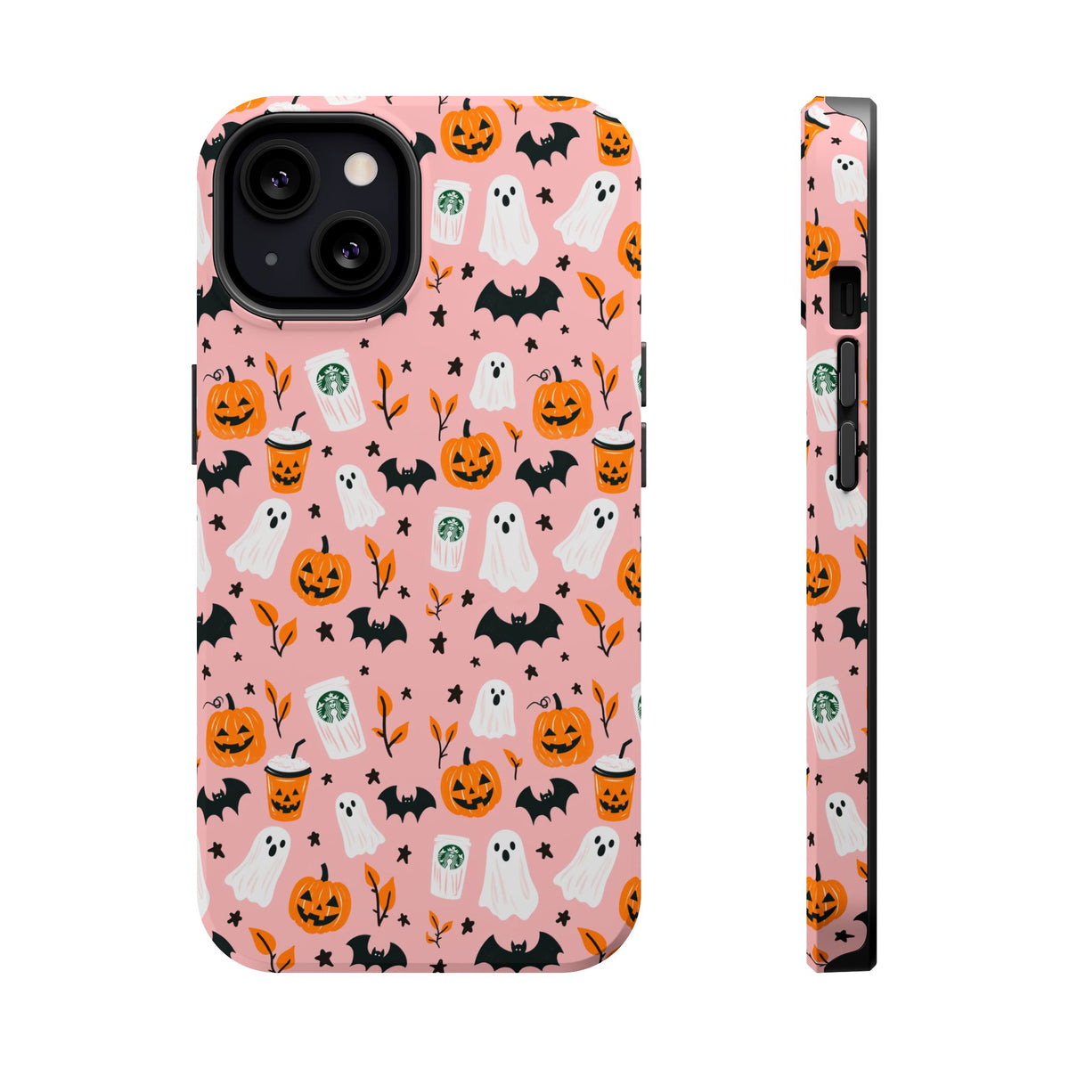 Halloween Ghosts & Pumpkins Magnetic Phone Case — Cute Pink Spooky Pattern