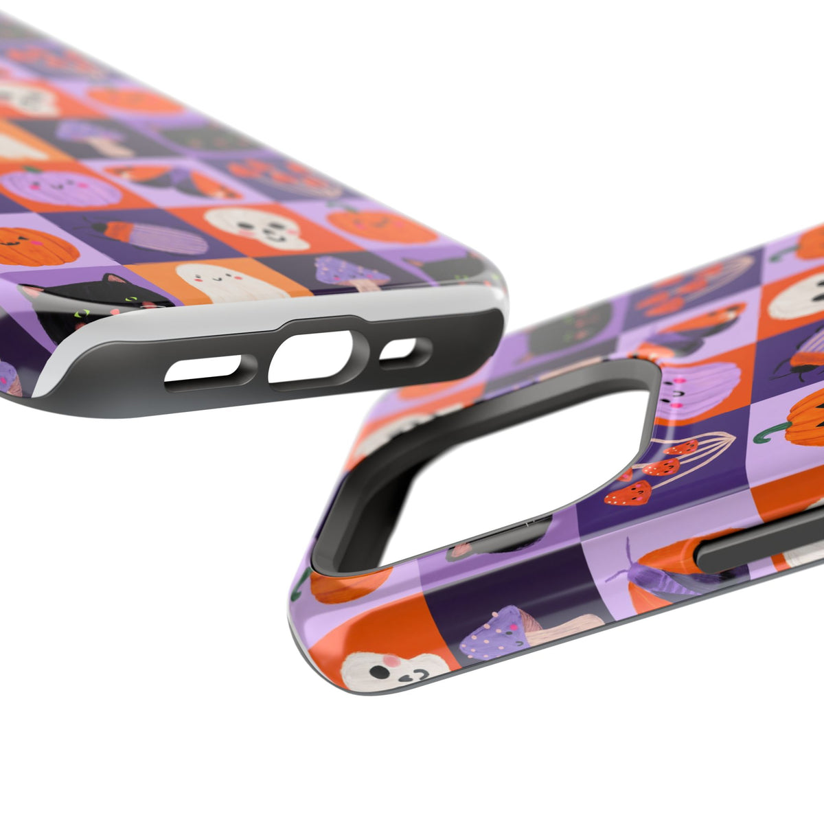 Halloween Pattern Magnetic Impact-Resistant Phone Case — Cute Pumpkins, Cats & Ghosts
