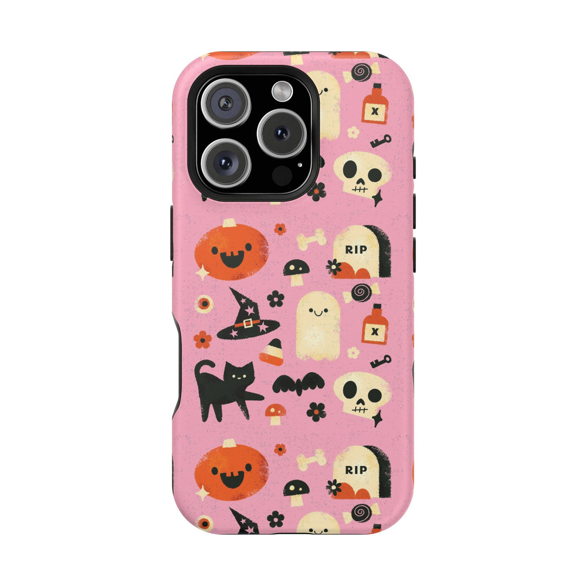 Cute Pink Halloween Magnetic Impact Phone Case — Ghosts, Pumpkins & Skulls