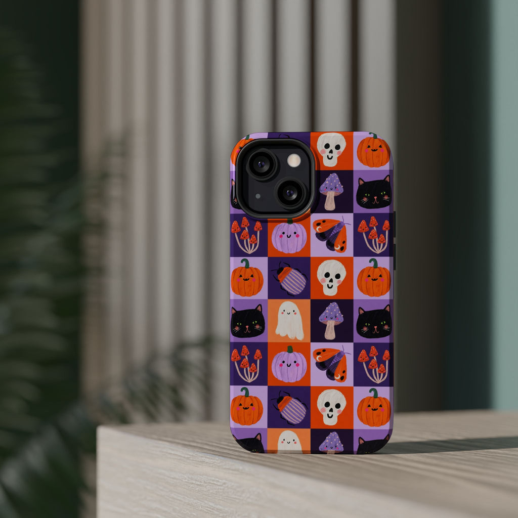 Halloween Pattern Magnetic Impact-Resistant Phone Case — Cute Pumpkins, Cats & Ghosts