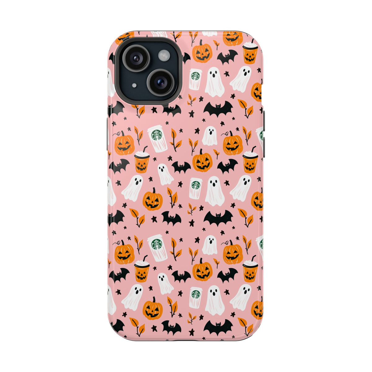 Halloween Ghosts & Pumpkins Magnetic Phone Case — Cute Pink Spooky Pattern