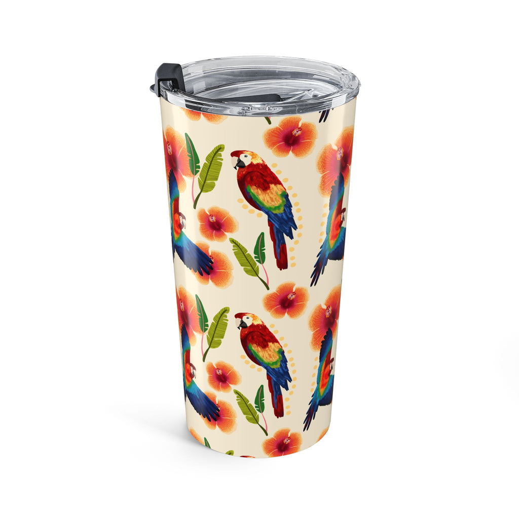20oz Costa Rican Macaw Tumbler – Tropical Hibiscus Travel Cup