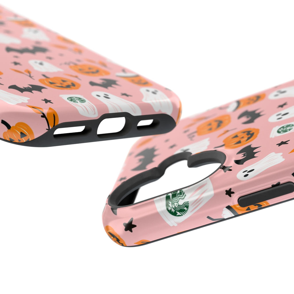 Halloween Cute Pattern Phone Case — Pink Ghosts, Pumpkins & Bats Magnetic Impact-Resistant