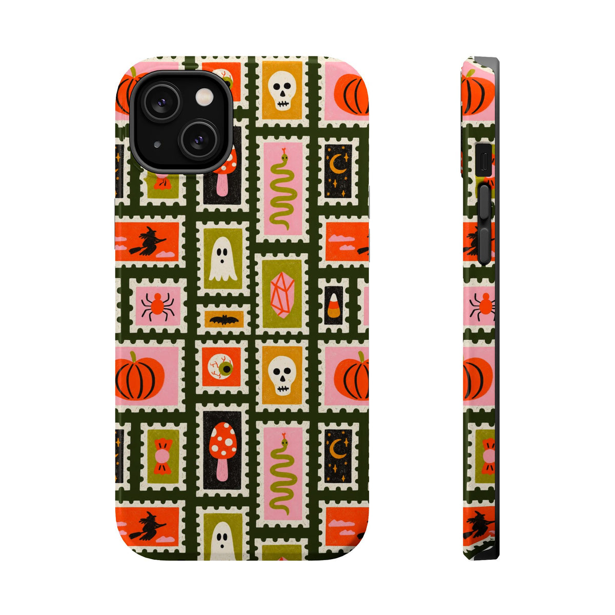 Halloween Stamp Pattern Phone Case — Cute Spooky Icons Magnetic Impact-Resistant Case